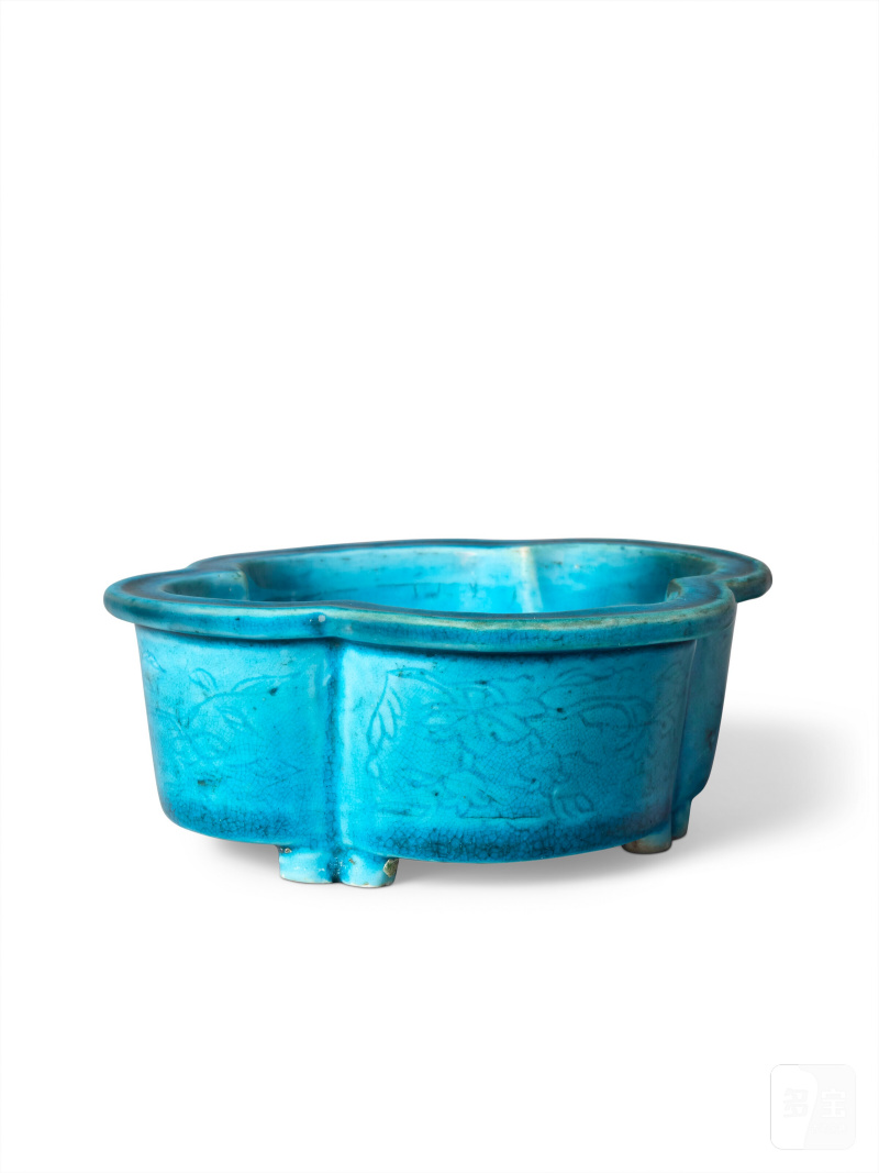 清康熙 孔雀藍釉海棠式花盆  CHINA, QING DYNASTY, KANGXI PERIOD (1662-1722) - 图4